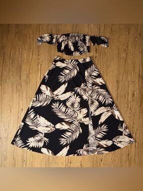 Tropical print two piece set